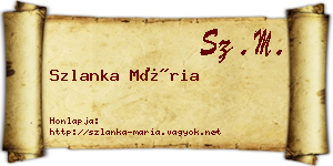 Szlanka Mária névjegykártya