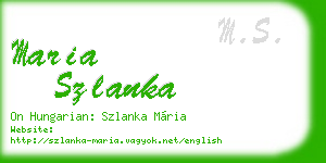 maria szlanka business card