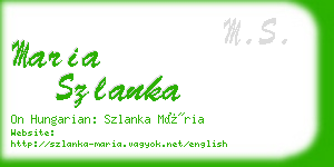 maria szlanka business card